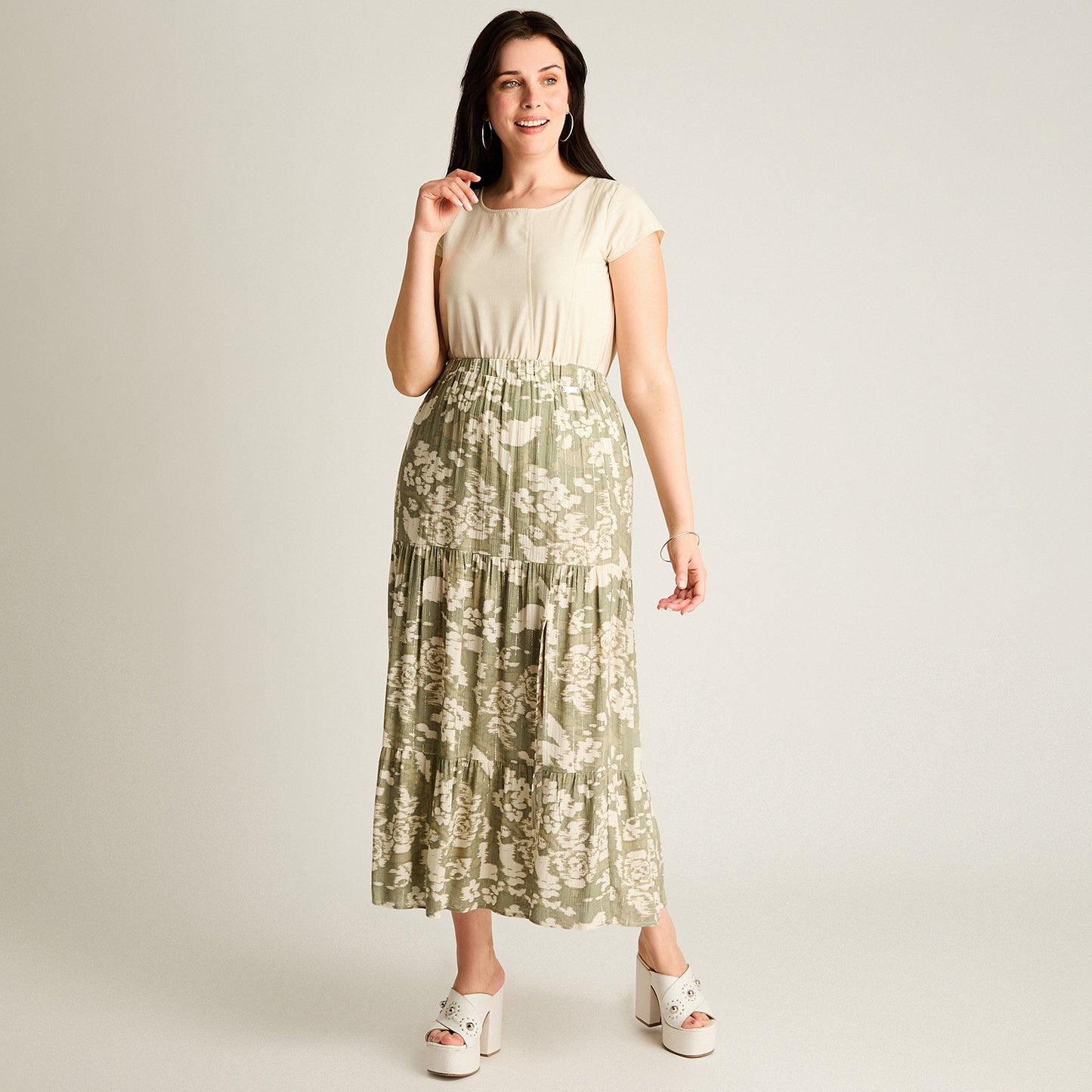 Falda Verde Maxi No Elasticado Calce Normal