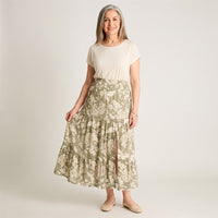Falda Verde Maxi con Lúrex Calce Normal en modelo adulta