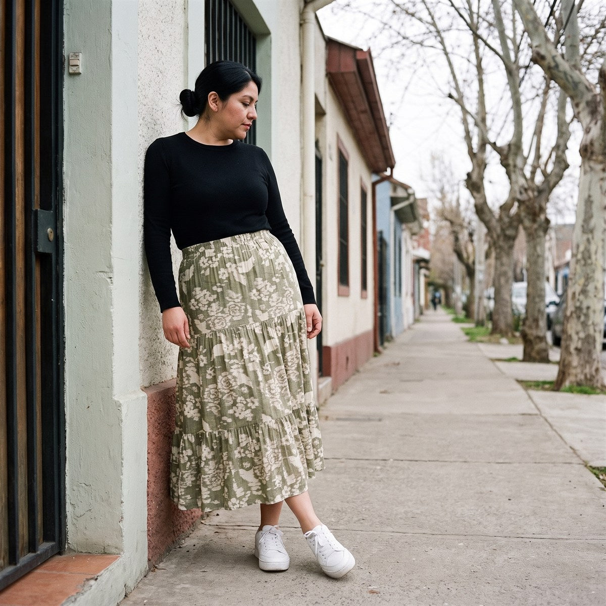 Falda Verde Maxi con Lúrex Calce Normal lifestyle