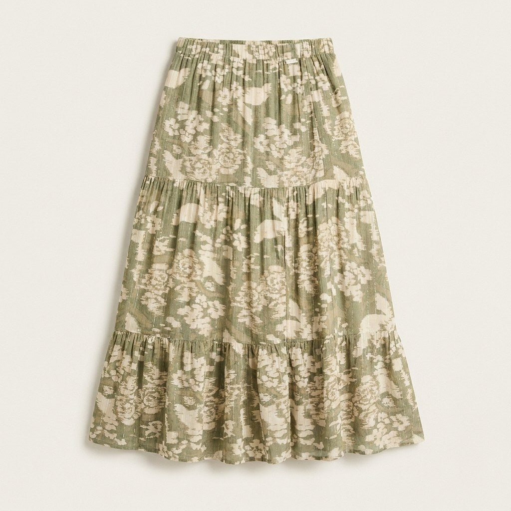 Falda Verde Maxi con Lúrex Calce Normal en plano