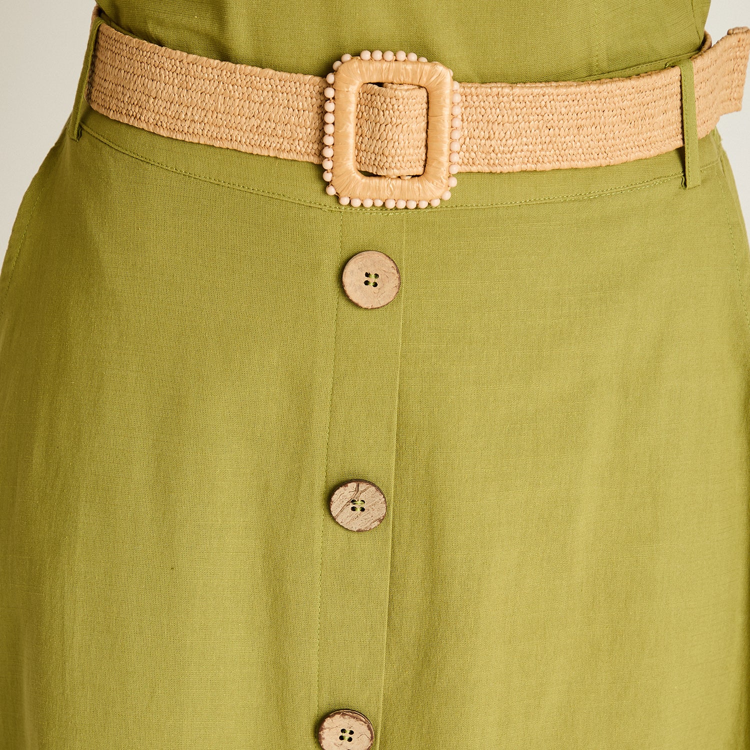 Falda Verde Midi No Elasticado Calce Normal