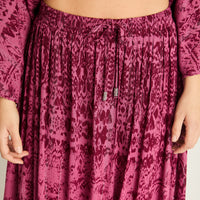 Falda Lila Maxi Estampado Boho