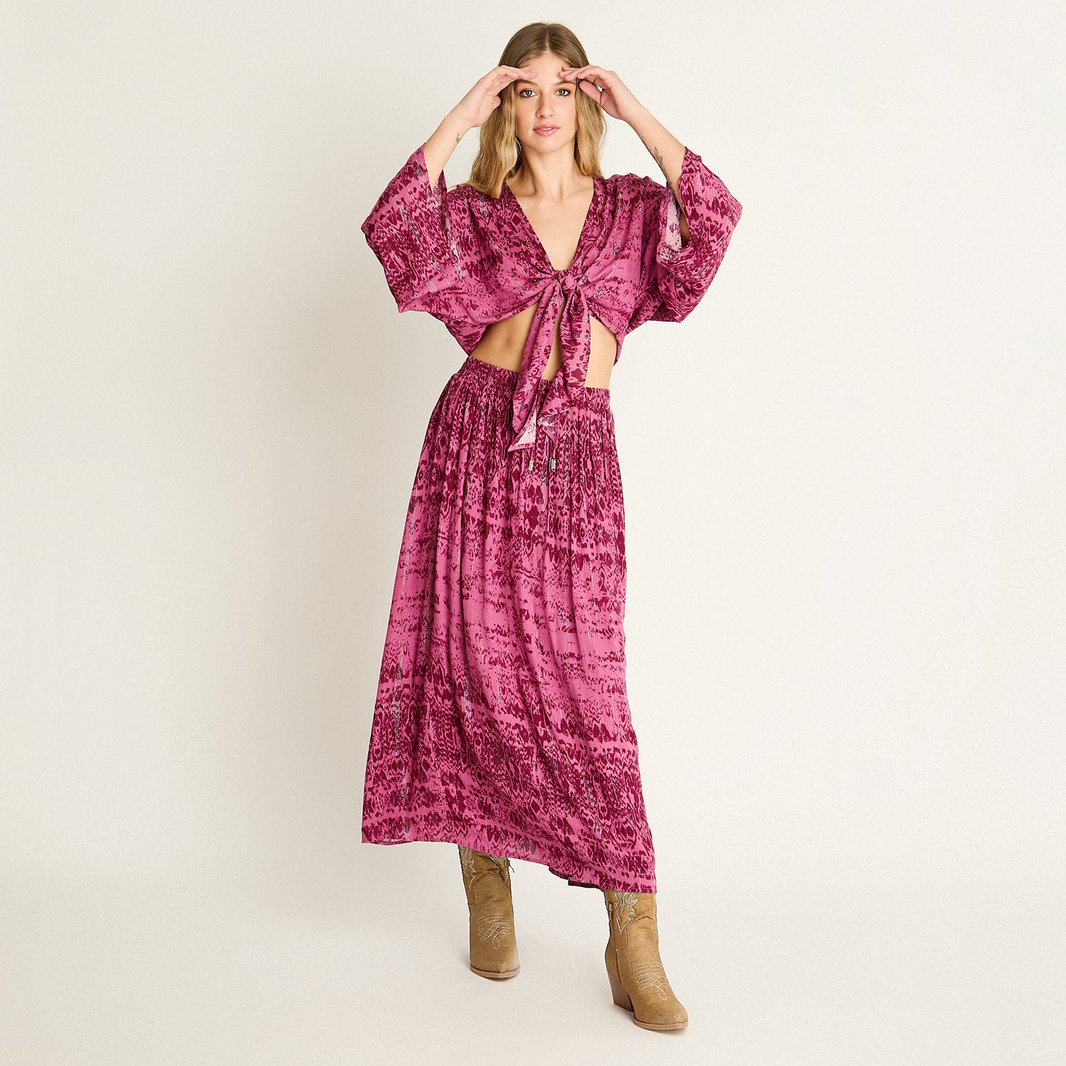 Falda Lila Maxi Estampado Boho