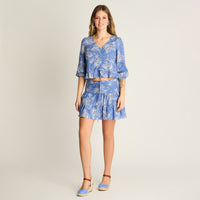 Falda Corta Azul Estampado Mediterráneo