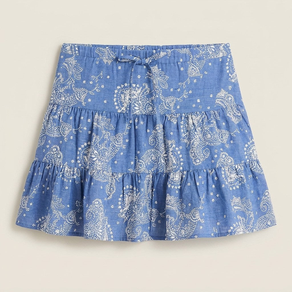Falda Corta Azul Estampado Mediterráneo en plano