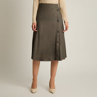 Falda Gris Elasticidad Media Sin Forro Calce Normal Tela Camant