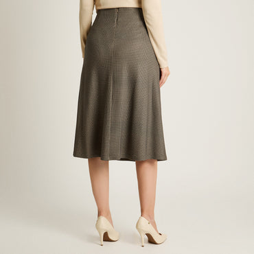 Falda Gris Elasticidad Media Sin Forro Calce Normal Tela Camant