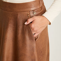 Falda Camel Elasticidad Nula Sin Forro Calce Normal Tela Plano