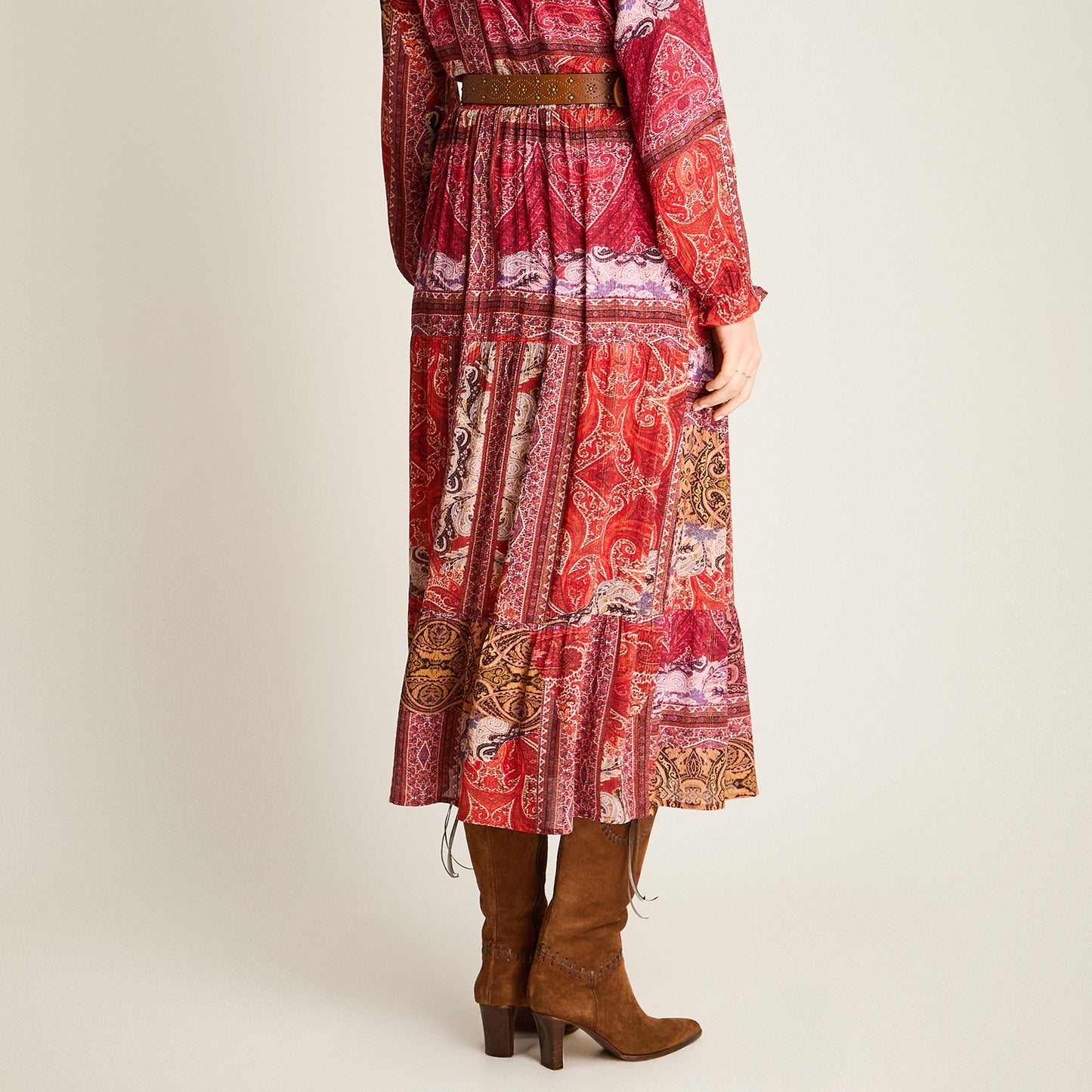 Falda Terracota Elasticidad Nula Sin Forro Calce Holgado Tela Plano