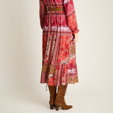 Falda Terracota Elasticidad Nula Sin Forro Calce Holgado Tela Plano