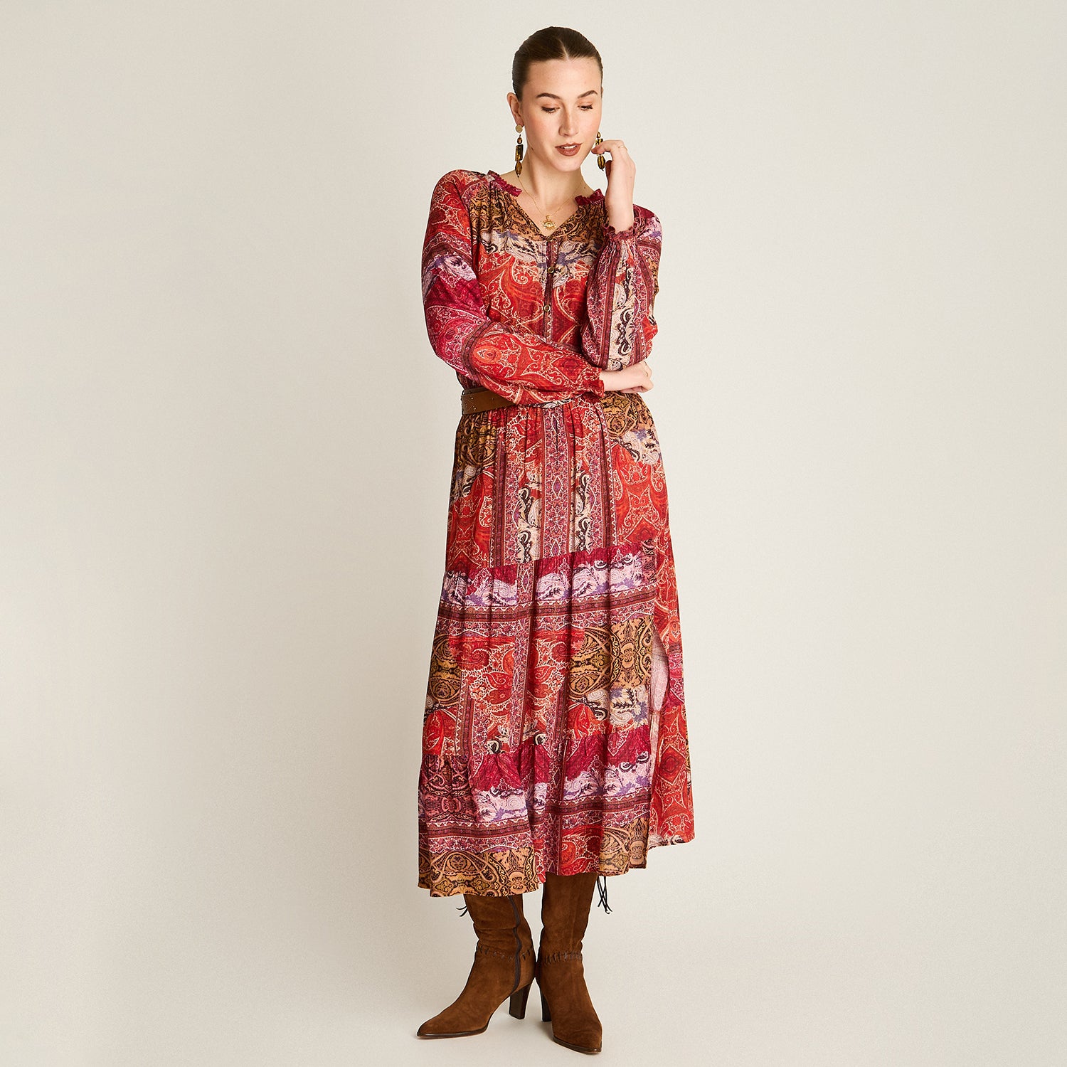 Falda Terracota Elasticidad Nula Sin Forro Calce Holgado Tela Plano