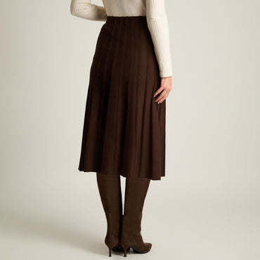 Falda Cafe Elasticidad Media Sin Forro Calce Holgado Tela Tejido