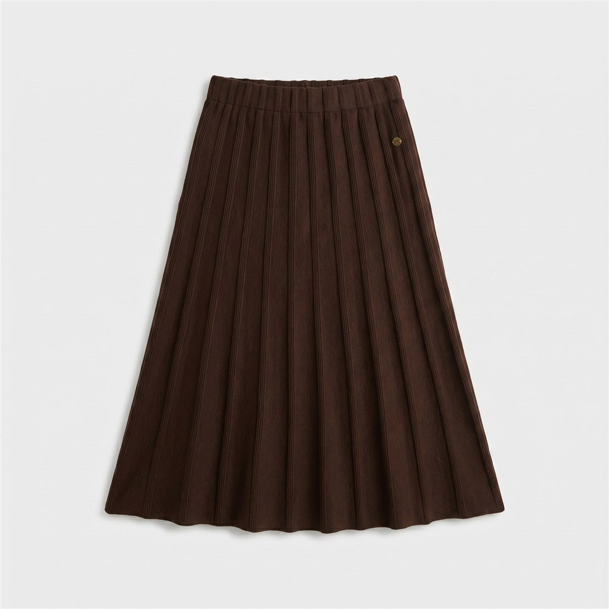 Falda Midi Cafe con Pliegues en Tejido en plano