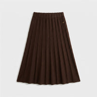 Falda Midi Cafe con Pliegues en Tejido en plano