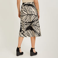 Falda Larga Look Lino con Botones Negro