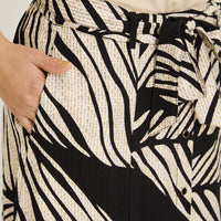 Falda Larga Look Lino con Botones Negro