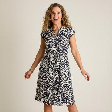 Vestido Azul Midi Fresco, fluido - Lorenzo di Pontti