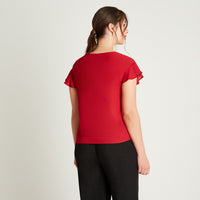 Blusa Rojo Manga Corta Cuello Redondo Lorenzo di Pontti
