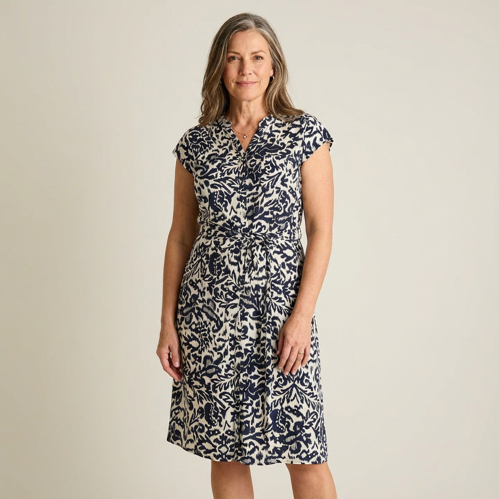 Vestido Azul Midi Fresco, fluido - Lorenzo di Pontti