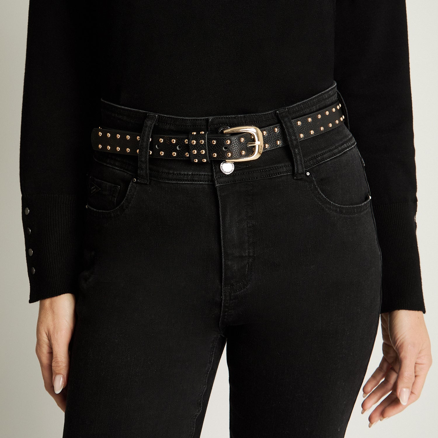 Cinturón Con Strass Negro Lorenzo Di Pontti