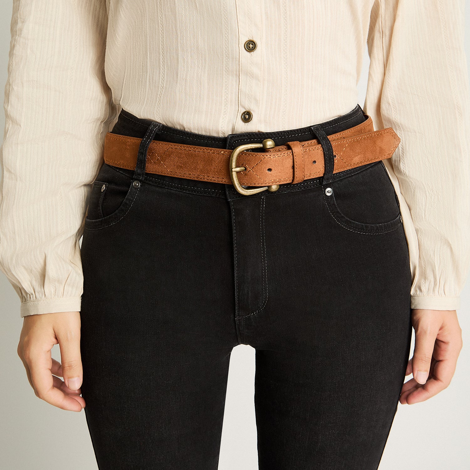 Cinturón Con Aplicación Camel Curvi