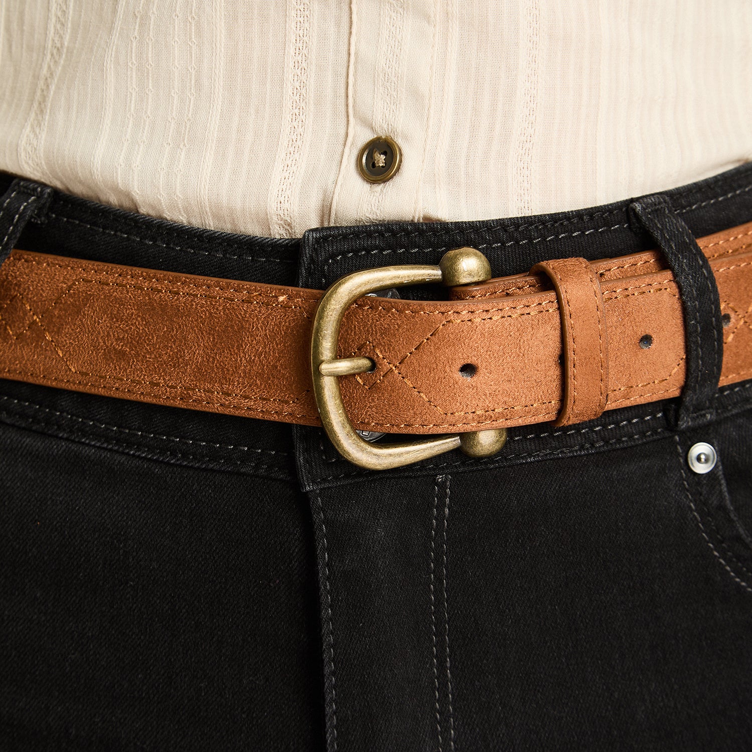 Cinturón Con Aplicación Camel Curvi