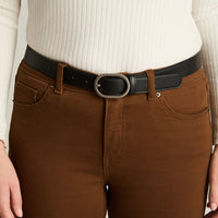 Cinturon Negro Elasticidad Nula Sin Forro Calce Normal Tela Plano