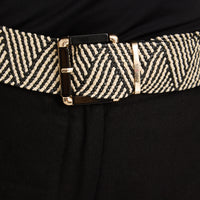 Cinturón de Raffia con Hebilla Carey Negro