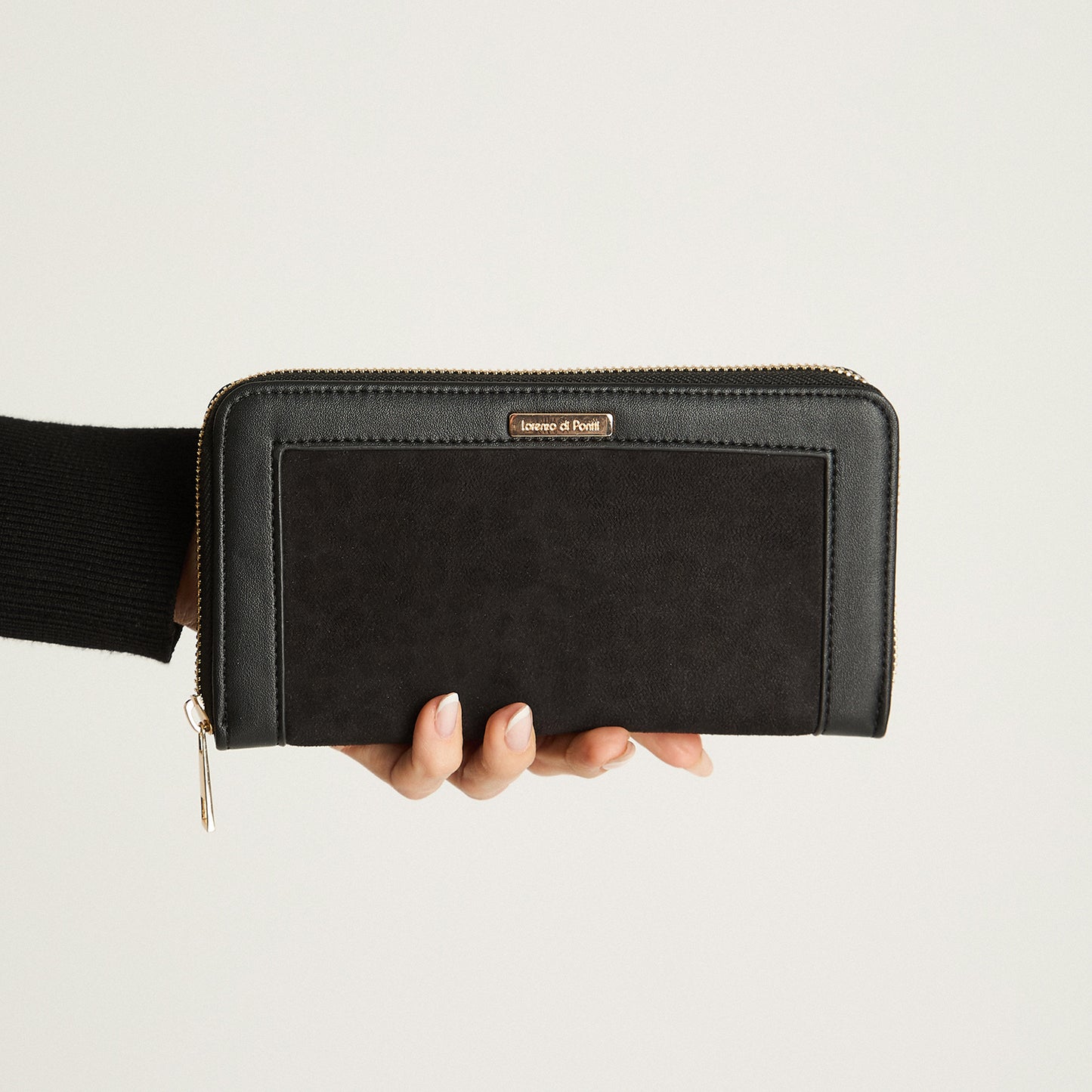 Billetera Contraste Animal Print Negro Lorenzo Di Pontti