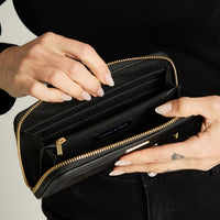 Billetera Contraste Animal Print Negro Lorenzo Di Pontti