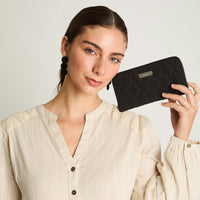 Billetera De Tela Con Quilt Negro Curvi