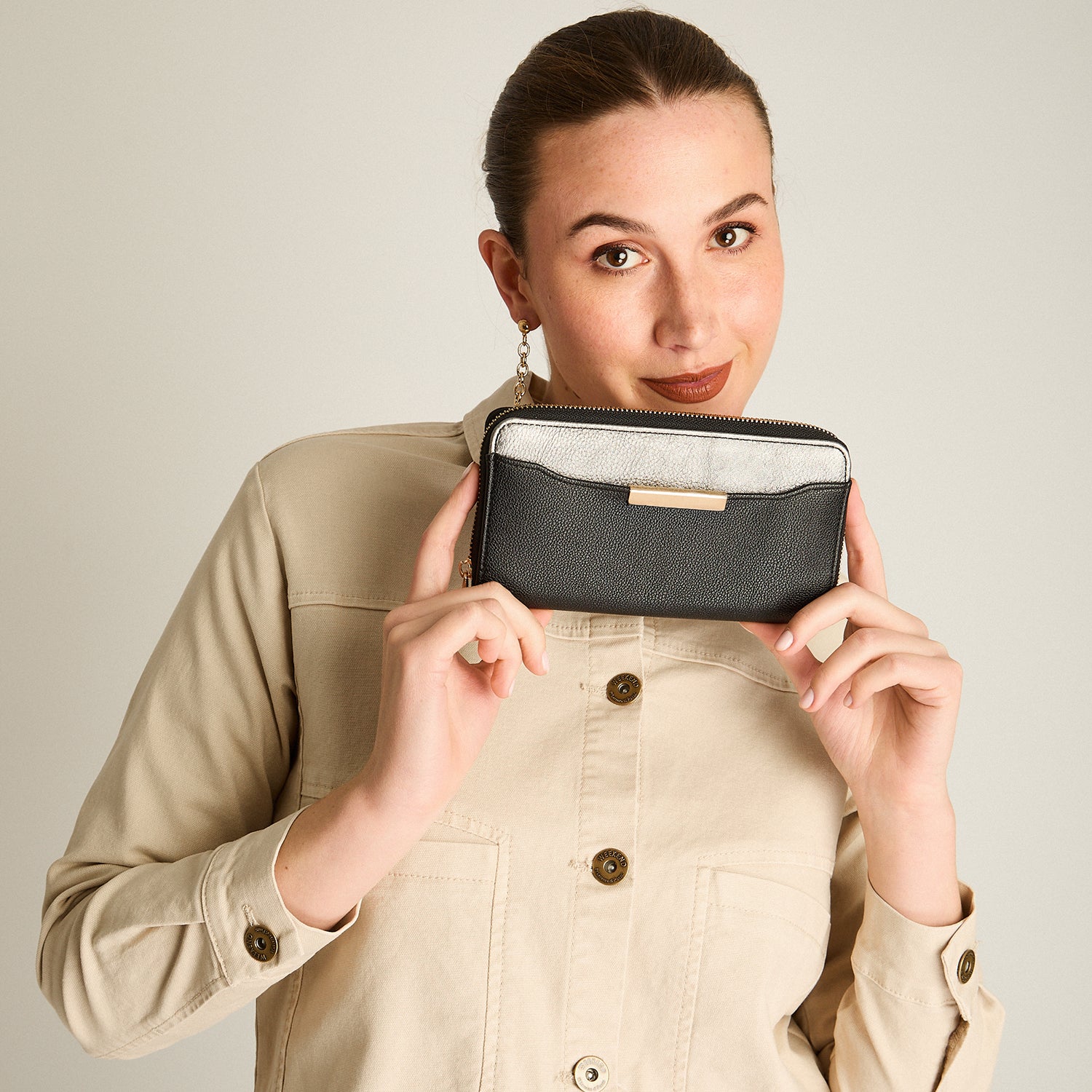 Billetera Negra Bicolor con Cierre