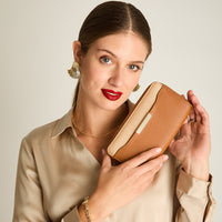 Billetera Camel Bicolor con Cierre