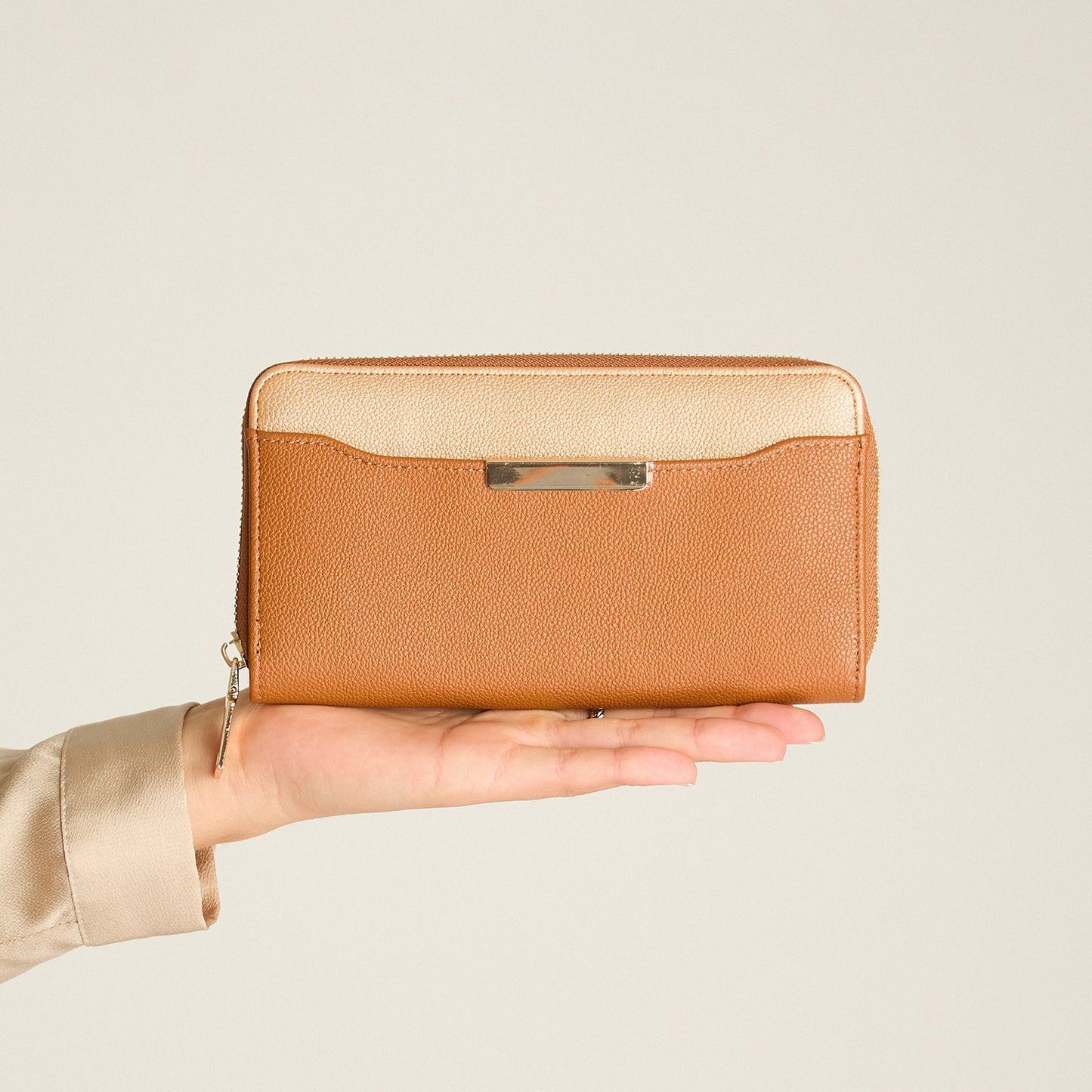 Billetera Camel Bicolor con Cierre