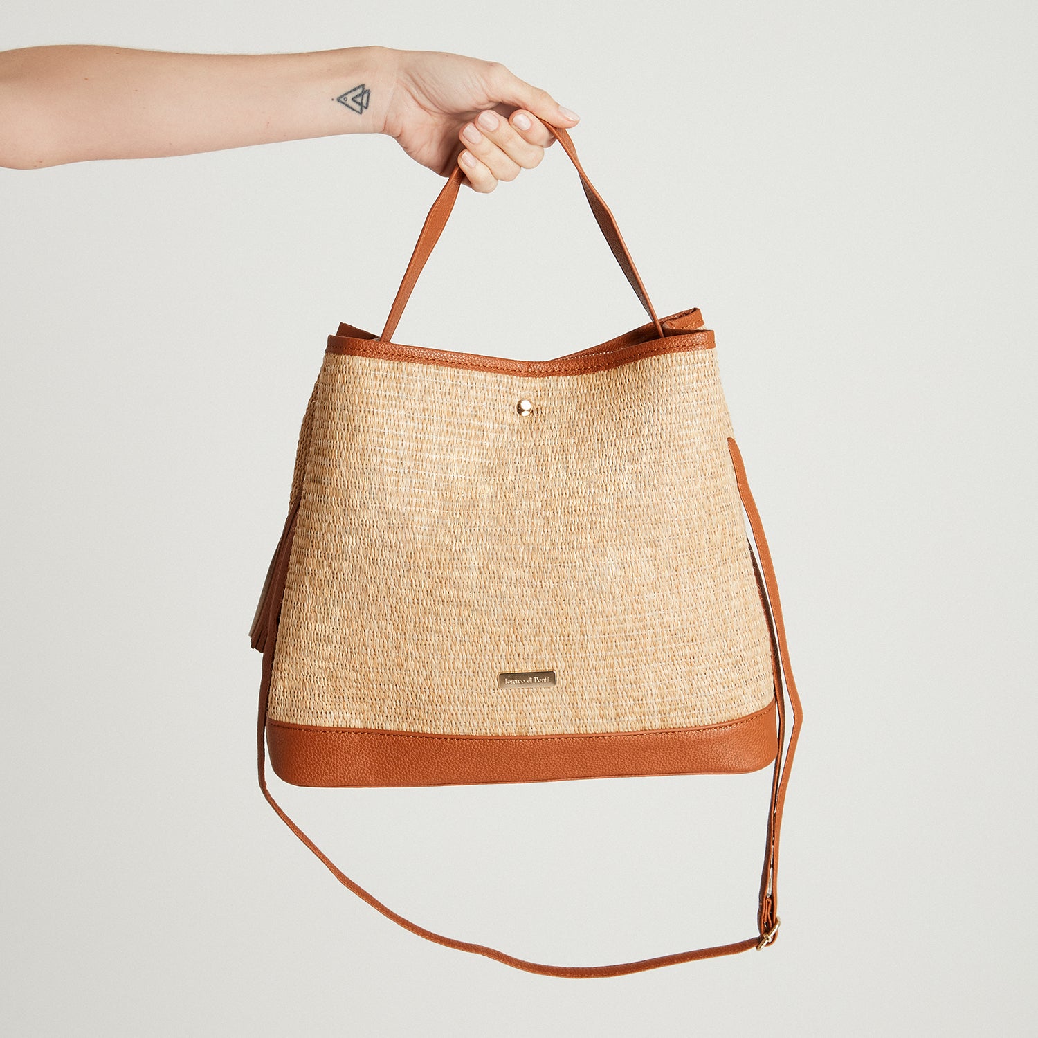 Cartera Raffia Beige