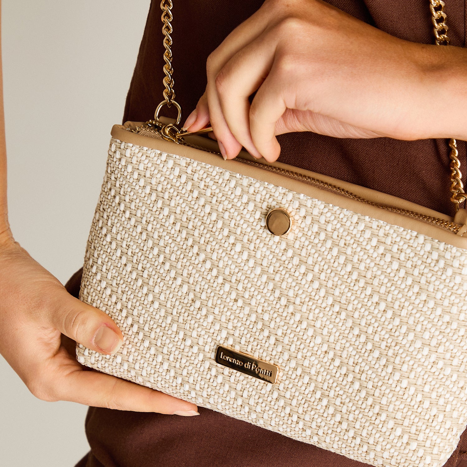 Cartera Beige Con Forro