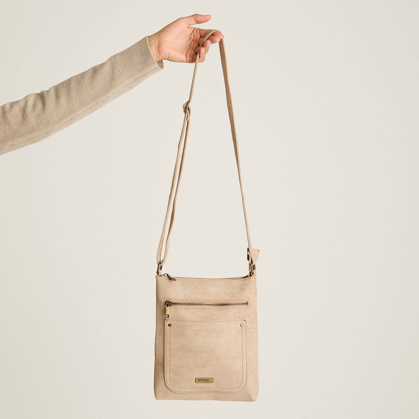 Cartera Camel Elasticidad Nula Sin Forro Calce Normal Tela Plano