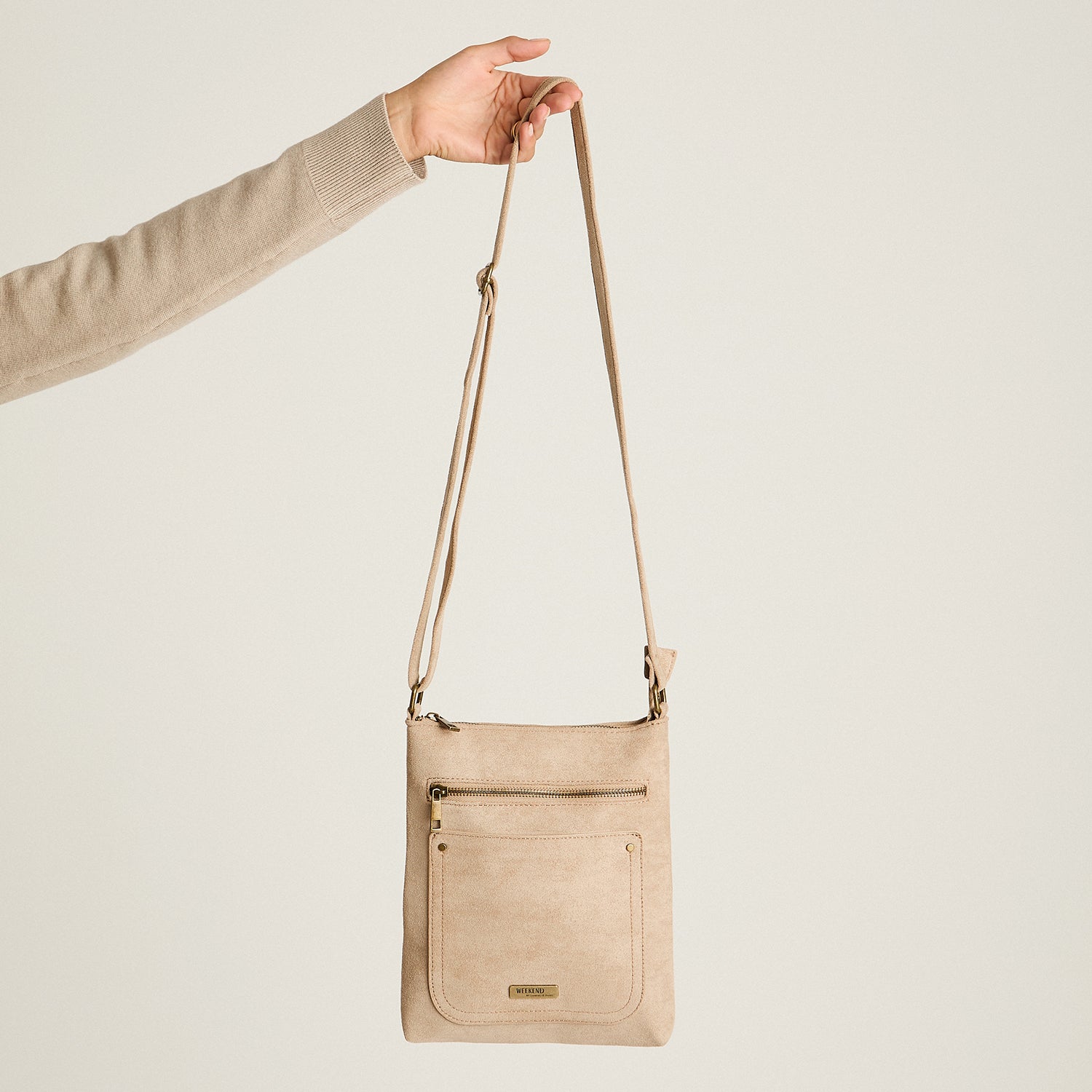 Cartera Camel Elasticidad Nula Sin Forro Calce Normal Tela Plano