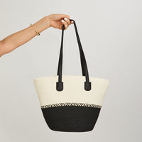 Cartera de Raffia Bicolor Negro