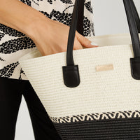 Cartera de Raffia Bicolor Negro