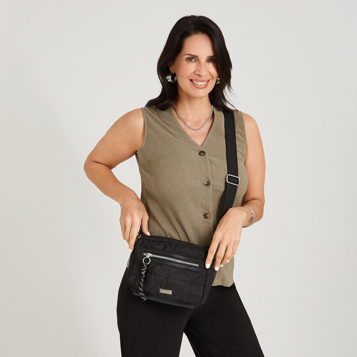 Cartera Bandolera de Tela Negro