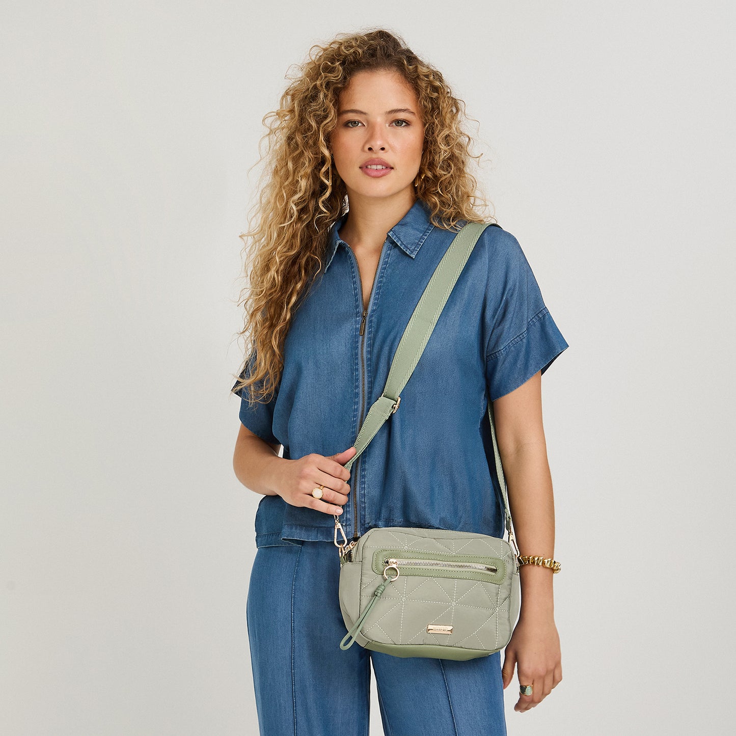 Cartera Bandolera de Tela Verde
