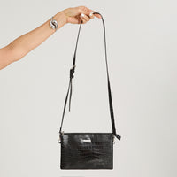 Cartera Piel Cocodrilo Negro