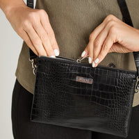 Cartera Piel Cocodrilo Negro