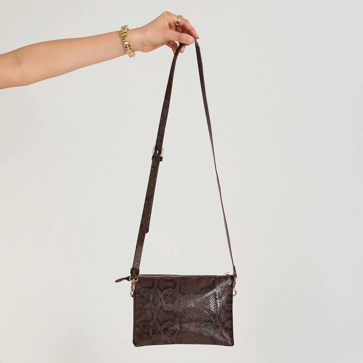 Cartera Piel Cocodrilo Café