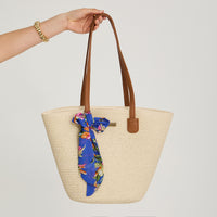 Cartera de Raffia con Pañuelo Crudo