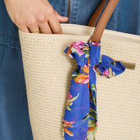 Cartera de Raffia con Pañuelo Crudo