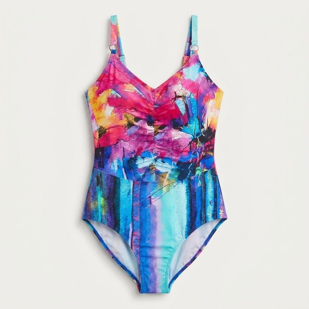 Traje De Baño 1 Pieza Estampado Fucsia en plano
