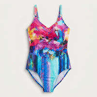 Traje De Baño 1 Pieza Estampado Fucsia en plano
