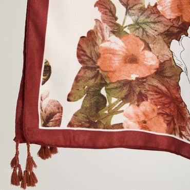 Pañuelo Diseño Flores Café